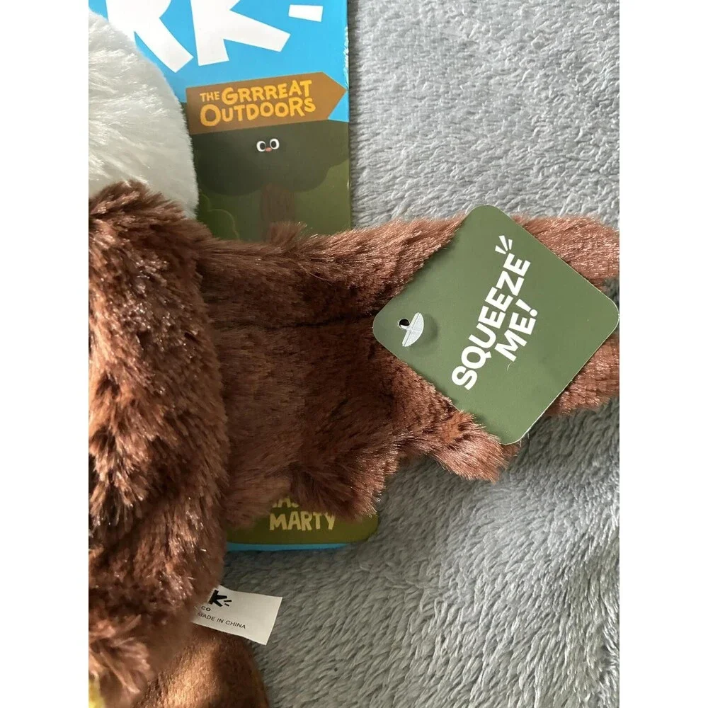 BARK Thrash It! The Grrreat Outdoors Marty Bald Eagle Dog Toy XS-M Squeaker Crin